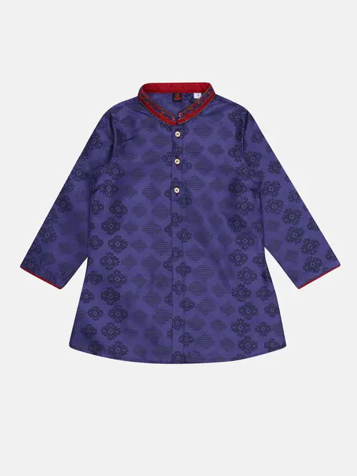 Deep Purple Printed Silk Panjabi