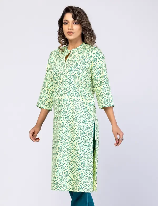 Pastel Green Printed Vortex Panjabi