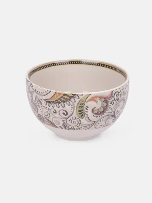 Beige Printed Ceramic Mini Soup Bowl