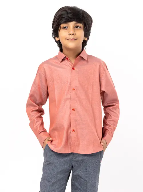 Dessert Coral Printed Viscose-Cotton Shirt Pant Set