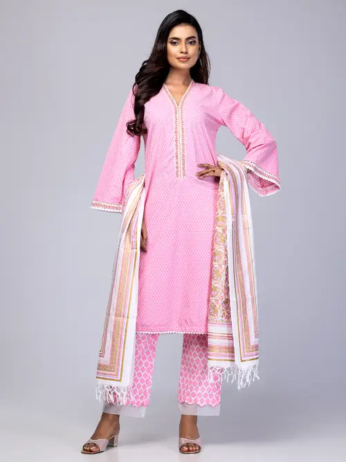 Pink Retro Print Theme Shalwar Kameez